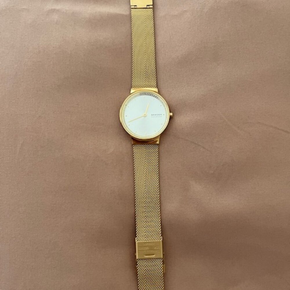Skagen Signatur Lille Slim Gold-Tone Steel Mesh Watch Lille Slim Gold
